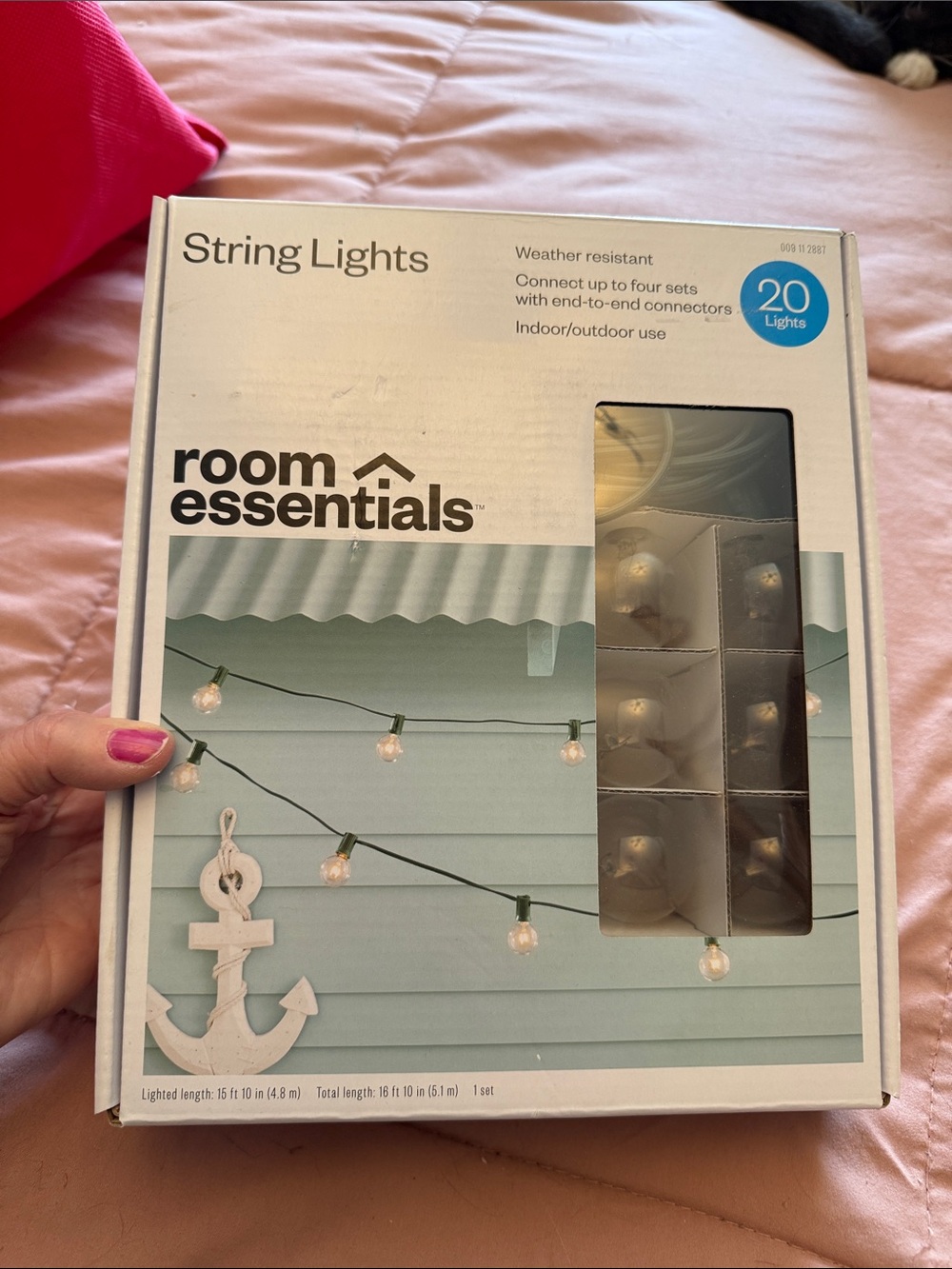 💡 Room Essentials Green Cord String Lights with Clear Bulbs NEW